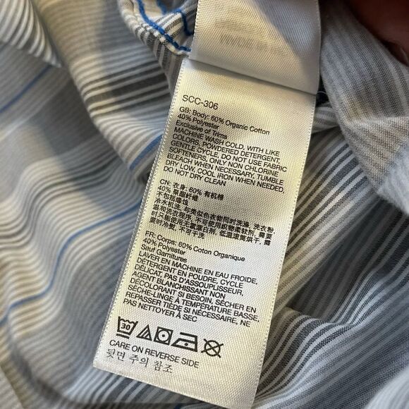 Large Marmot Gray-Blue-White Striped Cotton Blend SS Polo - Picture 4 of 6